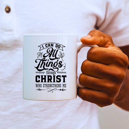 I Can Do All Things - Bible Verse Faith Coffee Mug - Christian Religious Gift for Him - Dad Mug with Affirmations - Supportive Baptism Gift - Raiden Gate Design