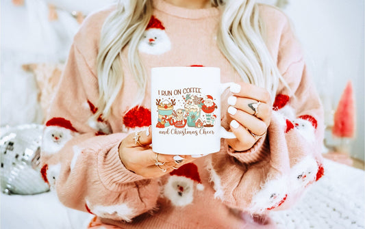 I Run on Coffeee Vintage Christmas Coffe Mug | Funny Gnome Christmas Mug | Cute Christmas Season Mug for Kids - Raiden Gate Design