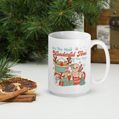 The Most Wonderful Time of the Year  - Vintage Christmas Coffee Mug with Cute Gnome
