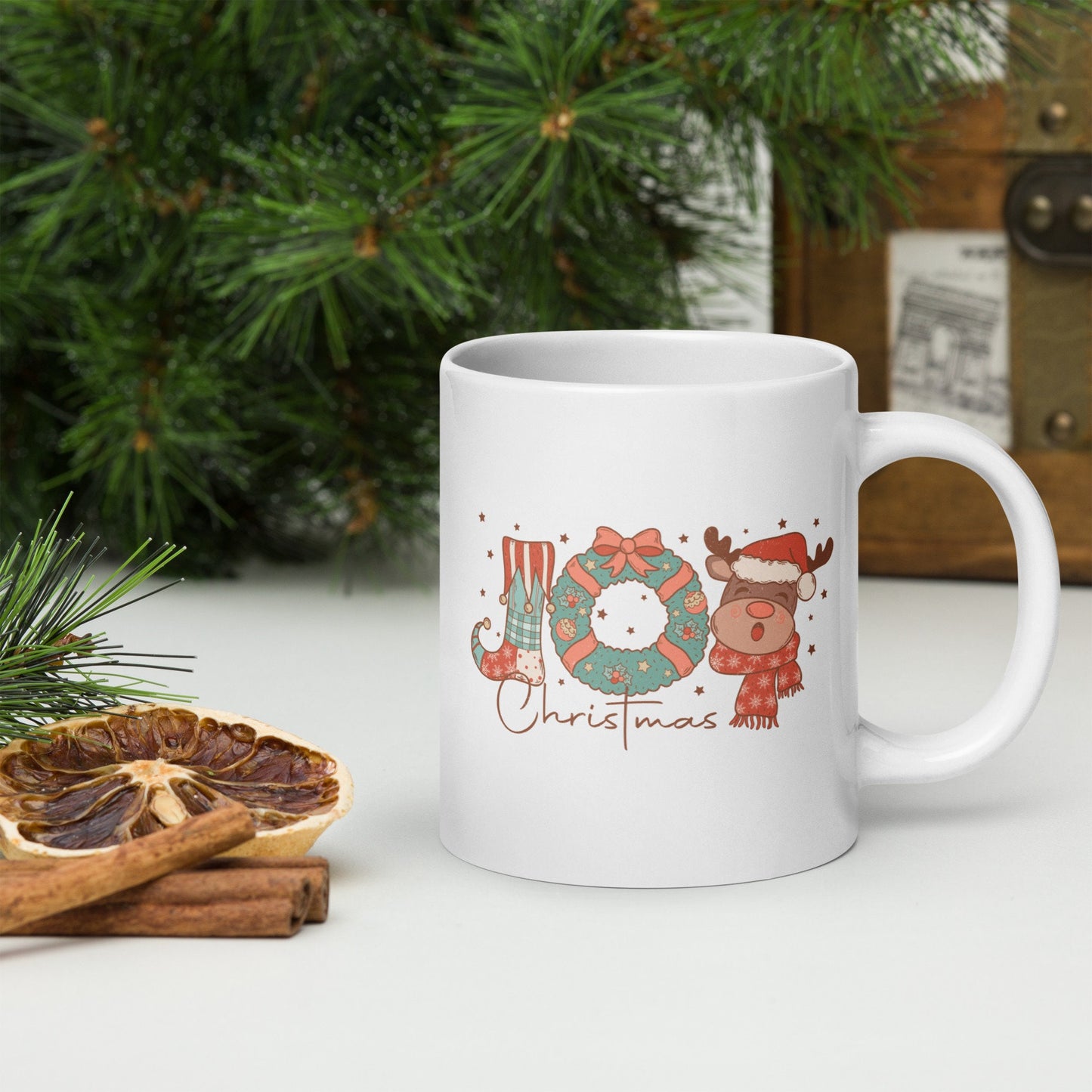 Christmas Joy  - Vintage Christmas Coffee Mug with Cute Gnome