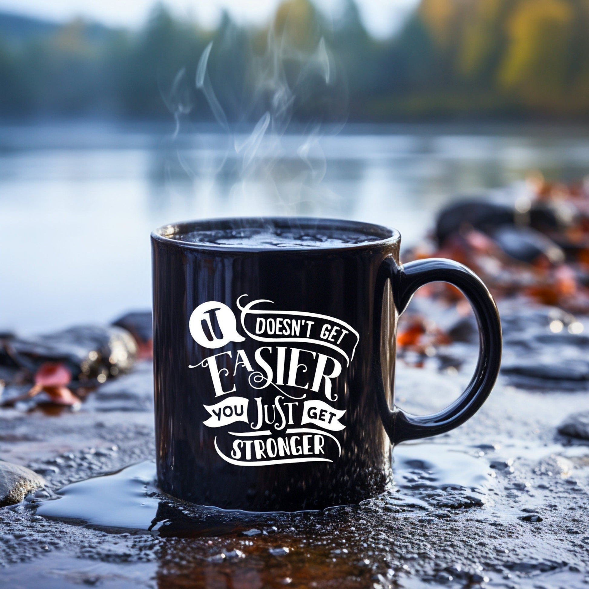 It Doesn't Get Easier - Bible Verse Faith Mug - Christian Religious Gift for Him - Dad Mug with Affirmations - Supportive Baptism Gift - Raiden Gate Design