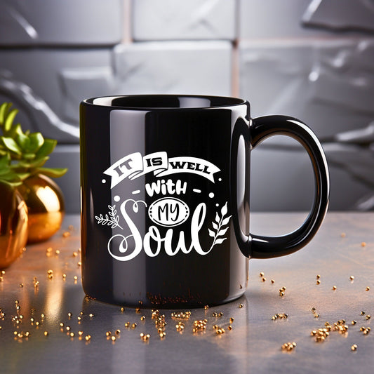 It Is Well With My Soul - Bible Verse Faith Mug - Christian Religious Gift for Him - Dad Mug with Affirmations - Supportive Baptism Gift - Raiden Gate Design