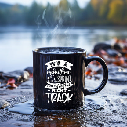 It's a marathon, not a sprint - Bible Verse Faith Coffee Mug - Christian Religious - Dad Mug with Affirmations - Supportive Baptism Gift - Raiden Gate Design