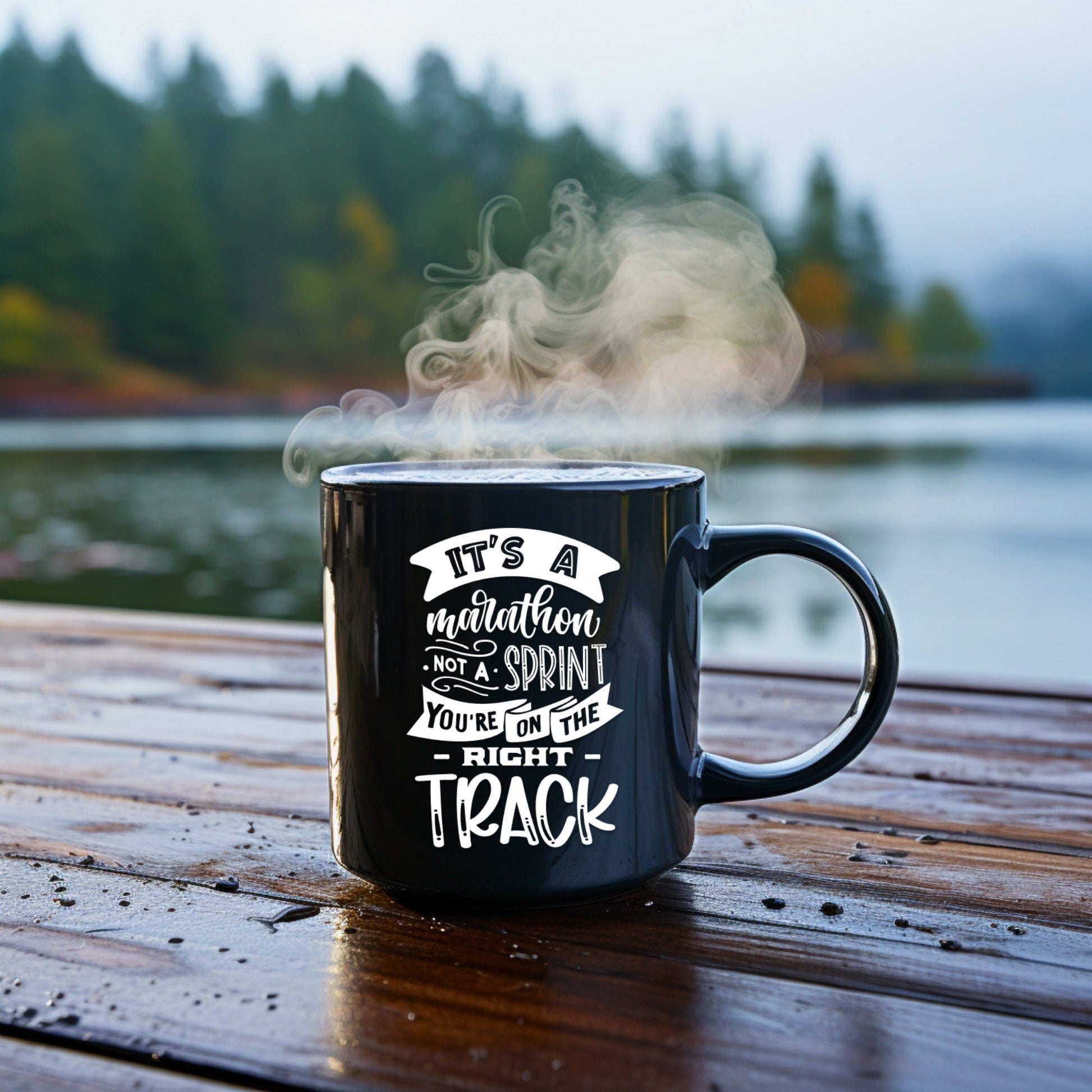 It's a marathon, not a sprint - Bible Verse Faith Coffee Mug - Christian Religious - Dad Mug with Affirmations - Supportive Baptism Gift - Raiden Gate Design