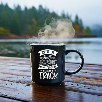 It's a marathon, not a sprint - Bible Verse Faith Coffee Mug - Christian Religious - Dad Mug with Affirmations - Supportive Baptism Gift - Raiden Gate Design