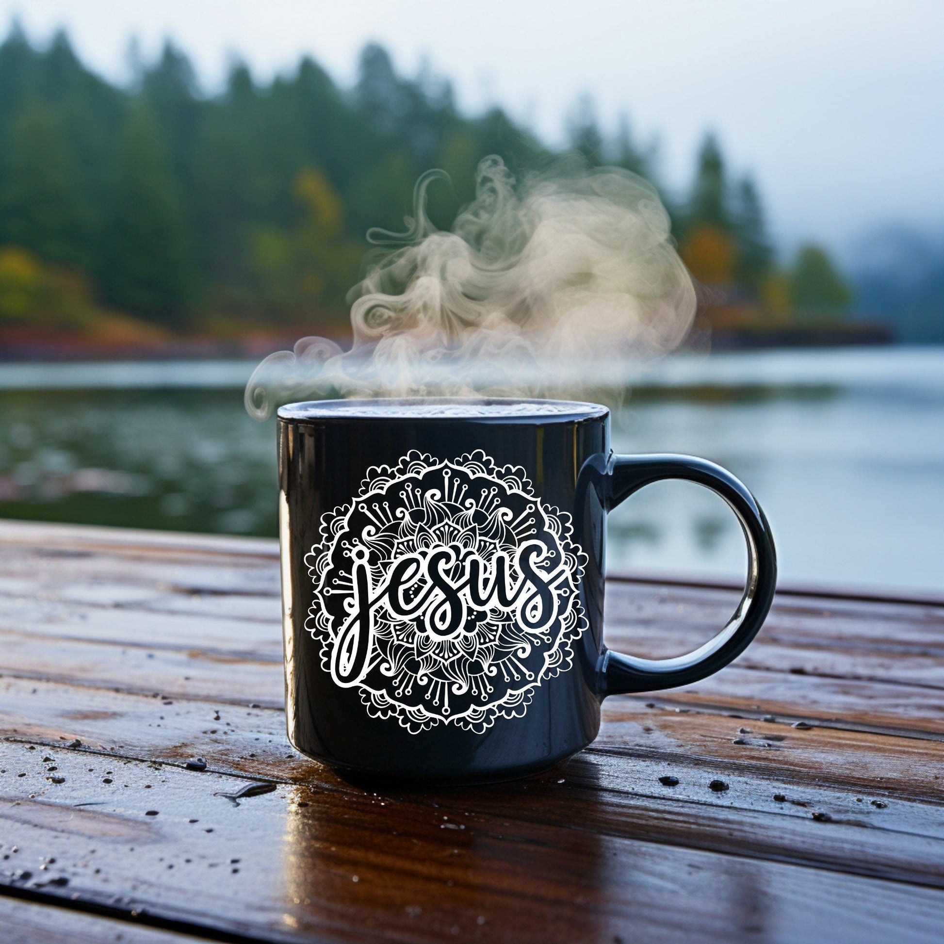 Jesus Mandala Mug - Bible Verse Faith Coffee Mug - Christian Religious Gift for Him - Dad Mug with Affirmations - Supportive Baptism Gift - Raiden Gate Design