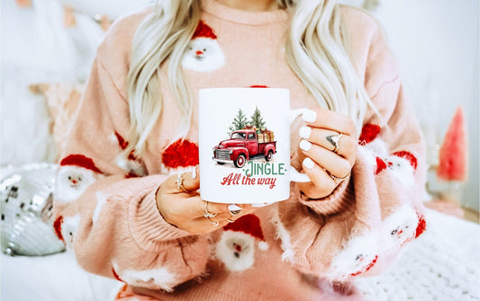 Jingle All the Way Vintage Christmas Coffee Mug | Funny Gnome Christmas Mug | Cute Christmas Season Mug for Kids - Raiden Gate Design