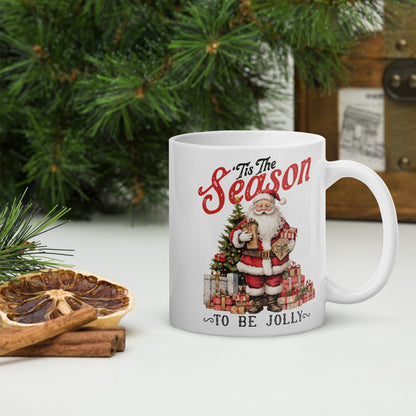 Jolly Season Vintage Christmas Coffee Mug | Funny Gnome Christmas Mug | Cute Christmas Season Mug for Kid - Raiden Gate Design