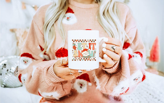 Let it Snow Vintage Christmas Coffee Mug | Funny Gnome Christmas Mug | Cute Christmas Season Mug for Kids - Raiden Gate Design