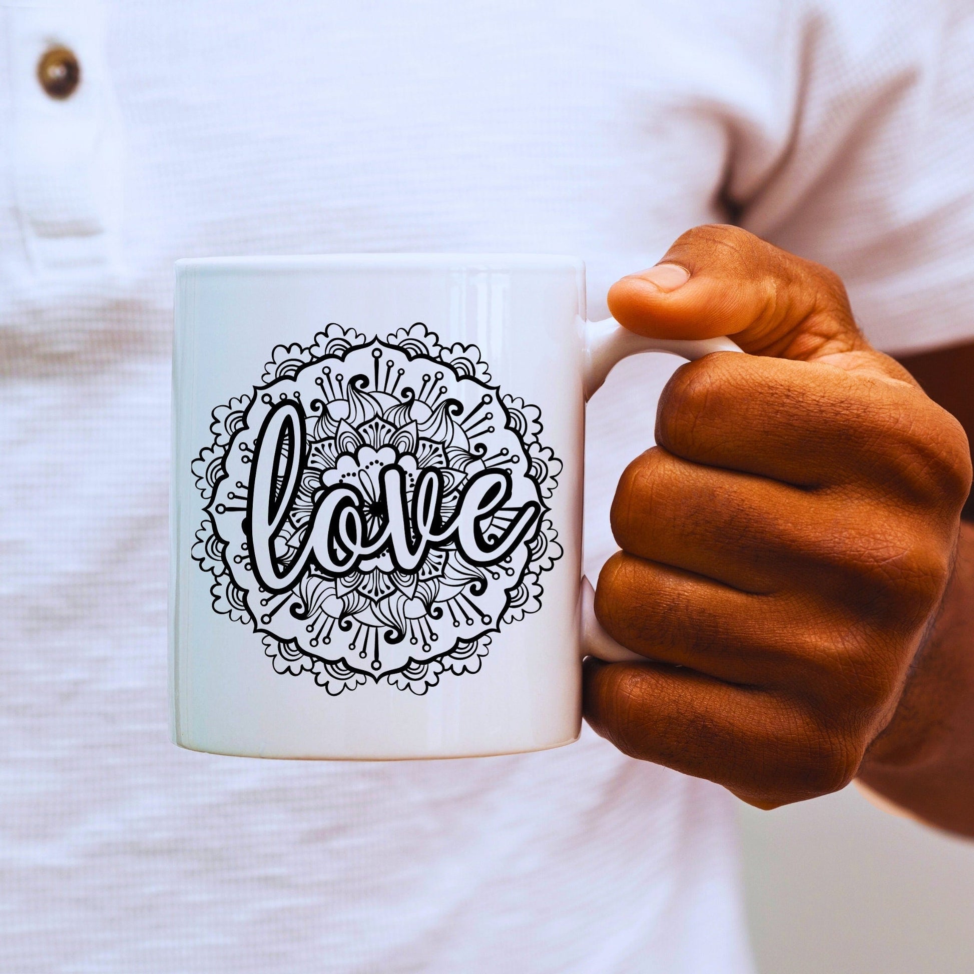 Love Mandala Mug - Bible Verse Faith Coffee Mug - Christian Religious Gift for Him - Dad Mug with Affirmations - Supportive Baptism Gift - Raiden Gate Design