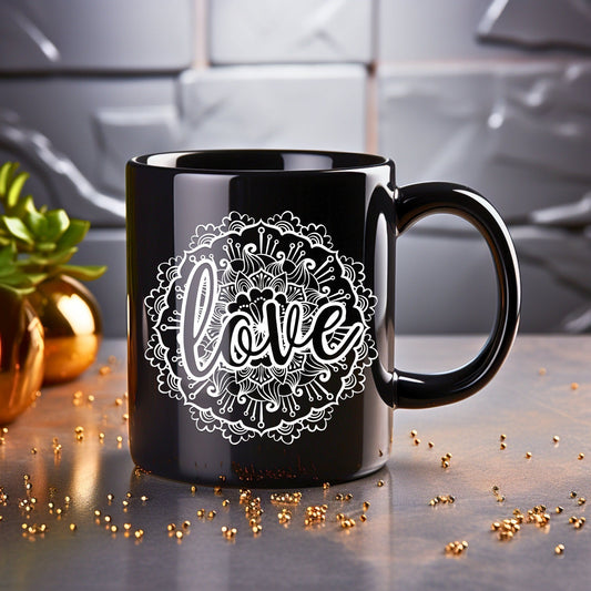 Love Mandala Mug - Bible Verse Faith Coffee Mug - Christian Religious Gift for Him - Dad Mug with Affirmations - Supportive Baptism Gift - Raiden Gate Design