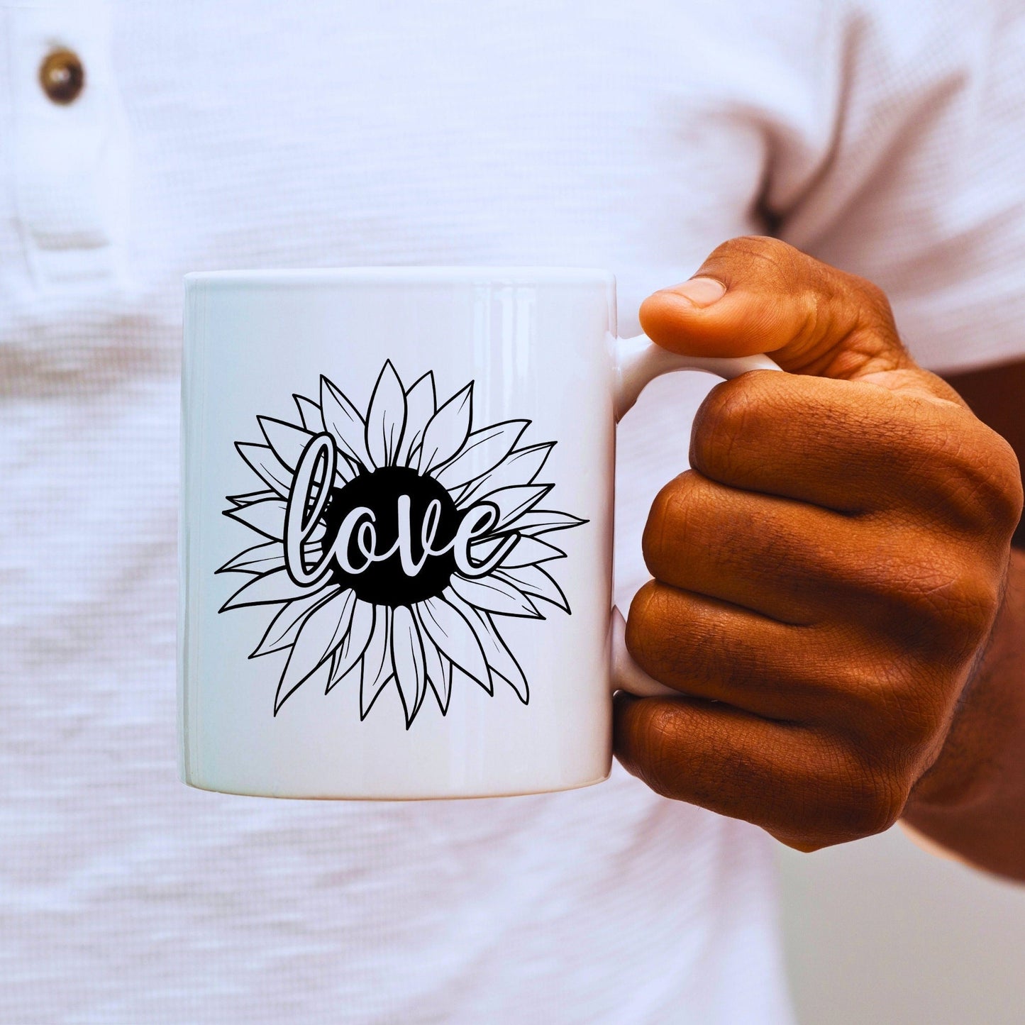 Love Sunflower Head - Bible Verse Faith Coffee Mug - Christian Religious Gift for Him - Dad Mug with Affirmations - Supportive Baptism Gift - Raiden Gate Design