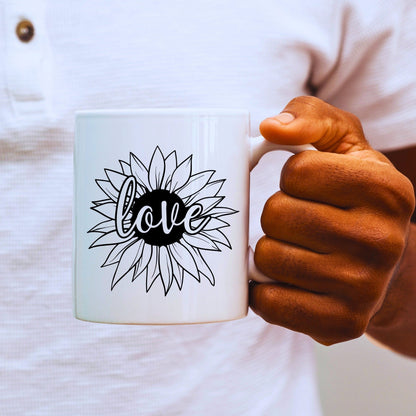 Love Sunflower Head - Bible Verse Faith Coffee Mug - Christian Religious Gift for Him - Dad Mug with Affirmations - Supportive Baptism Gift - Raiden Gate Design