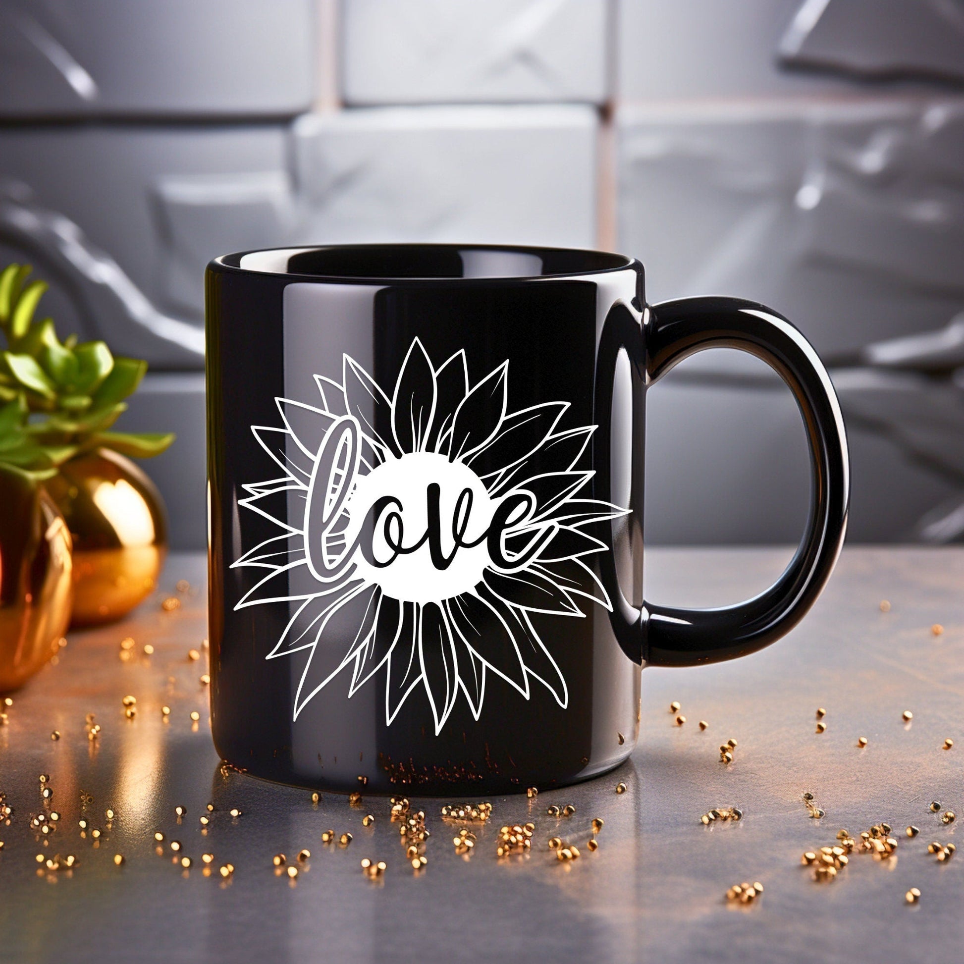 Love Sunflower Head - Bible Verse Faith Coffee Mug - Christian Religious Gift for Him - Dad Mug with Affirmations - Supportive Baptism Gift - Raiden Gate Design