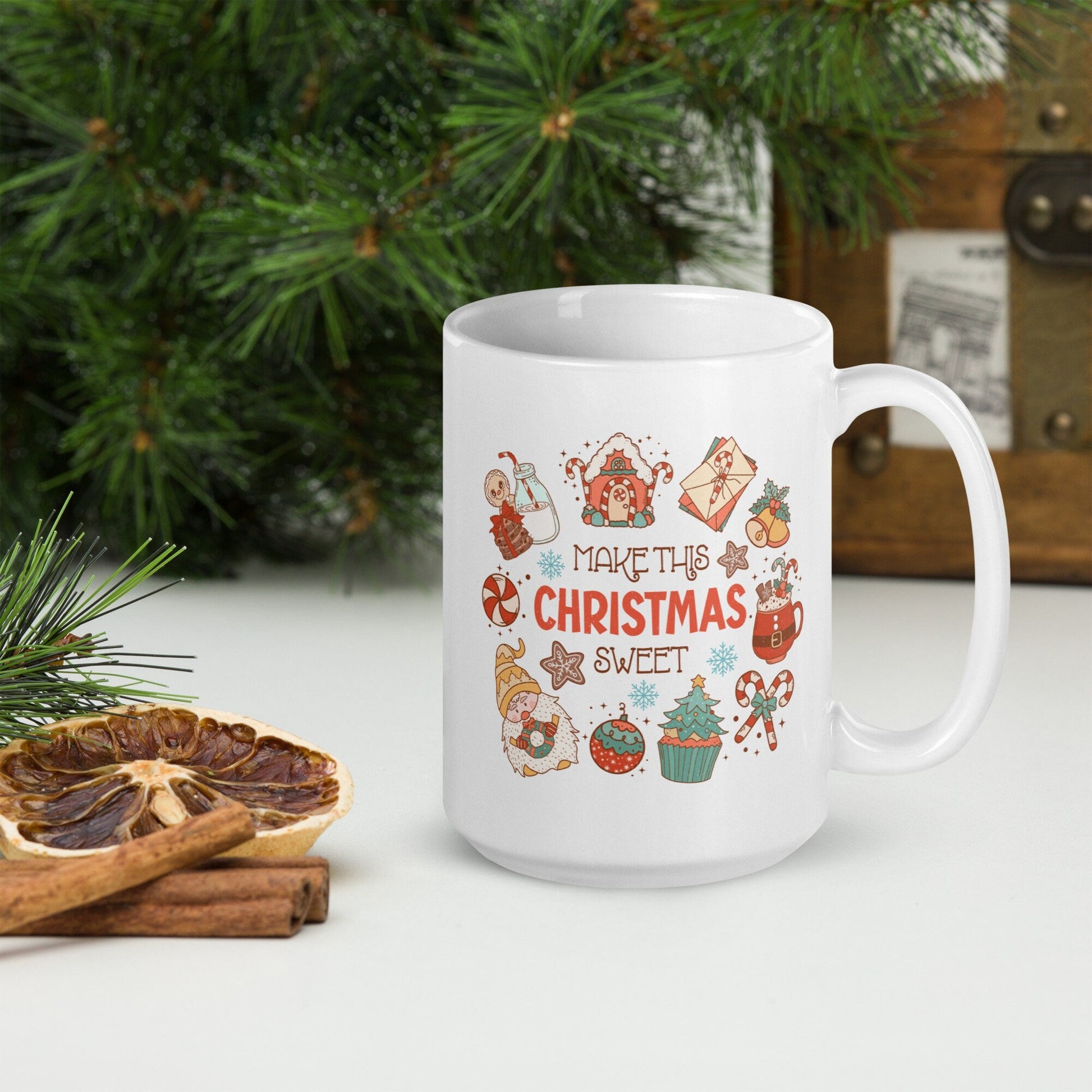 Make this Christmas Sweet Vintage Christmas Coffee Mug | Funny Gnome Christmas Mug | Cute Christmas Season Mug for Kids - Raiden Gate Design