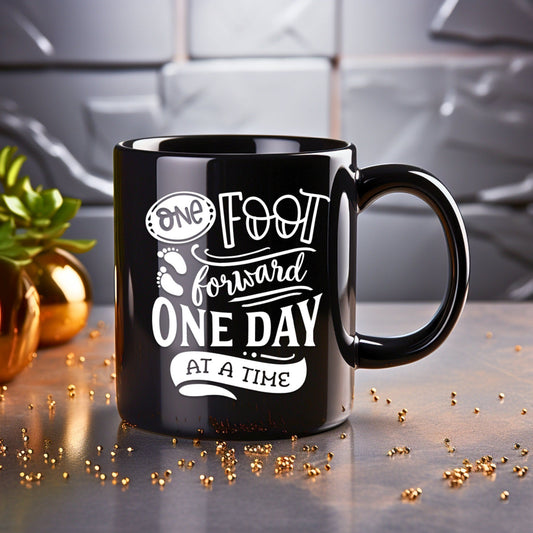 One Foot Forward - Bible Verse Faith Coffee Mug - Christian Religious Gift for Him - Dad Mug with Affirmations - Supportive Baptism Gift - Raiden Gate Design