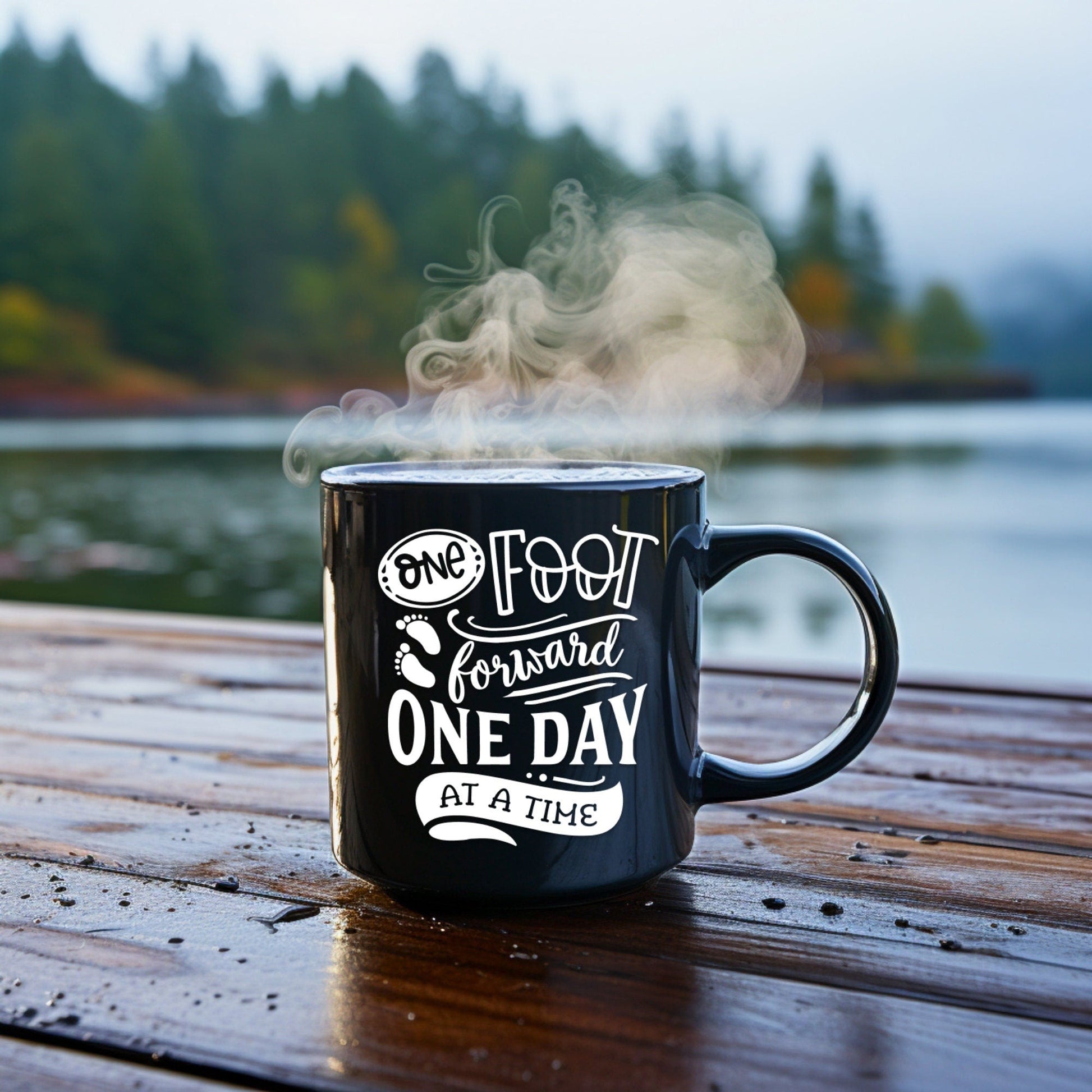 One Foot Forward - Bible Verse Faith Coffee Mug - Christian Religious Gift for Him - Dad Mug with Affirmations - Supportive Baptism Gift - Raiden Gate Design