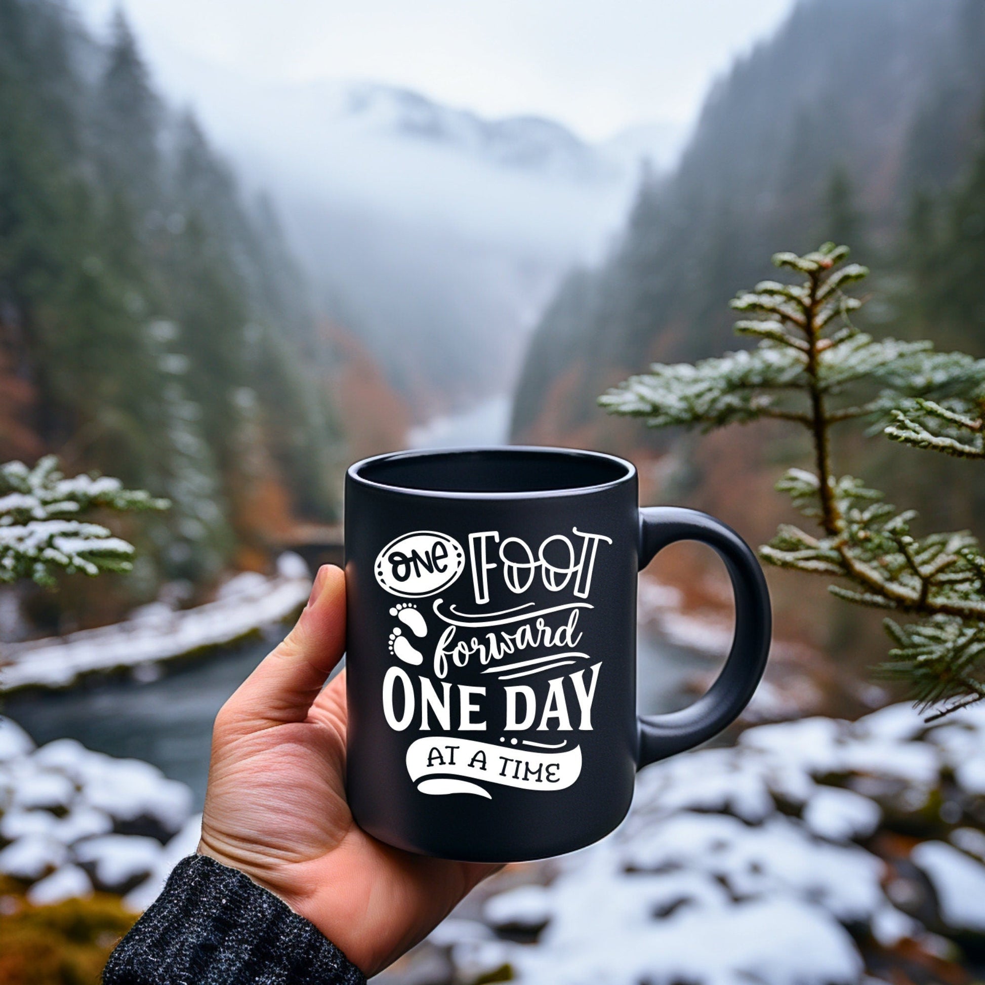 One Foot Forward - Bible Verse Faith Coffee Mug - Christian Religious Gift for Him - Dad Mug with Affirmations - Supportive Baptism Gift - Raiden Gate Design