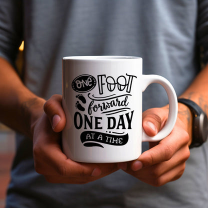 One Foot Forward - Bible Verse Faith Coffee Mug - Christian Religious Gift for Him - Dad Mug with Affirmations - Supportive Baptism Gift - Raiden Gate Design