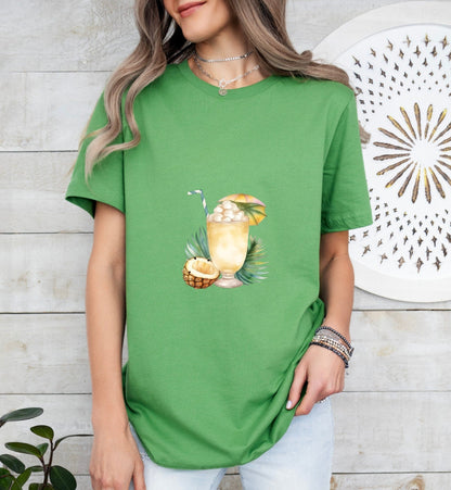 Pina Colada Groom or Bride Cocktail Bar Shirt - Minimalist Aesthetic T-Shirt for Bachelor or Hen Party - Fun and Chic Design - Raiden Gate Design