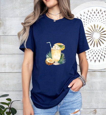 Pina Colada Groom or Bride Cocktail Bar Shirt - Minimalist Aesthetic T-Shirt for Bachelor or Hen Party - Fun and Chic Design - Raiden Gate Design