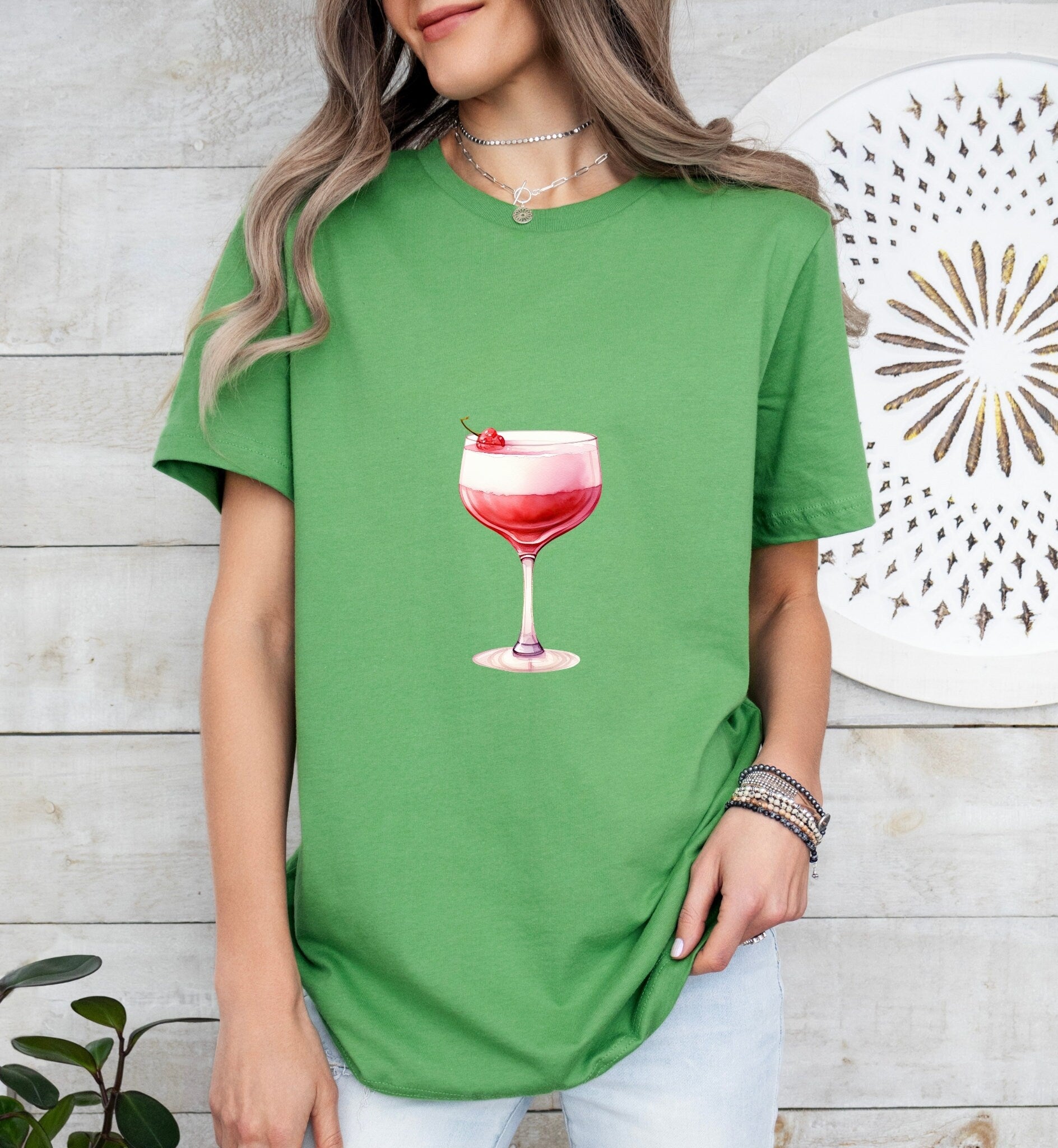 Pink Fizz Art Groom or Bride Cocktail Bar Shirt - Minimalist Aesthetic T-Shirt for Bachelor or Hen Party - Fun and Chic Design - Raiden Gate Design