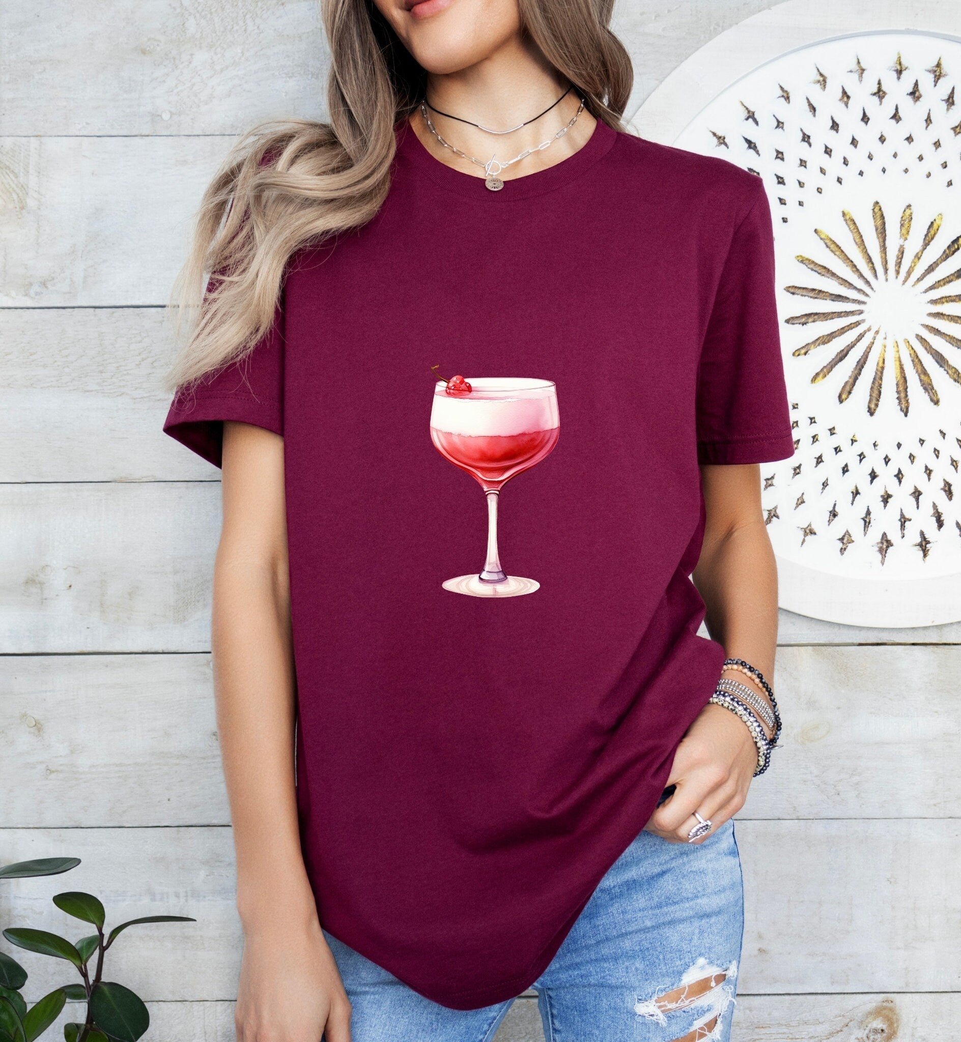 Pink Fizz Art Groom or Bride Cocktail Bar Shirt - Minimalist Aesthetic T-Shirt for Bachelor or Hen Party - Fun and Chic Design - Raiden Gate Design