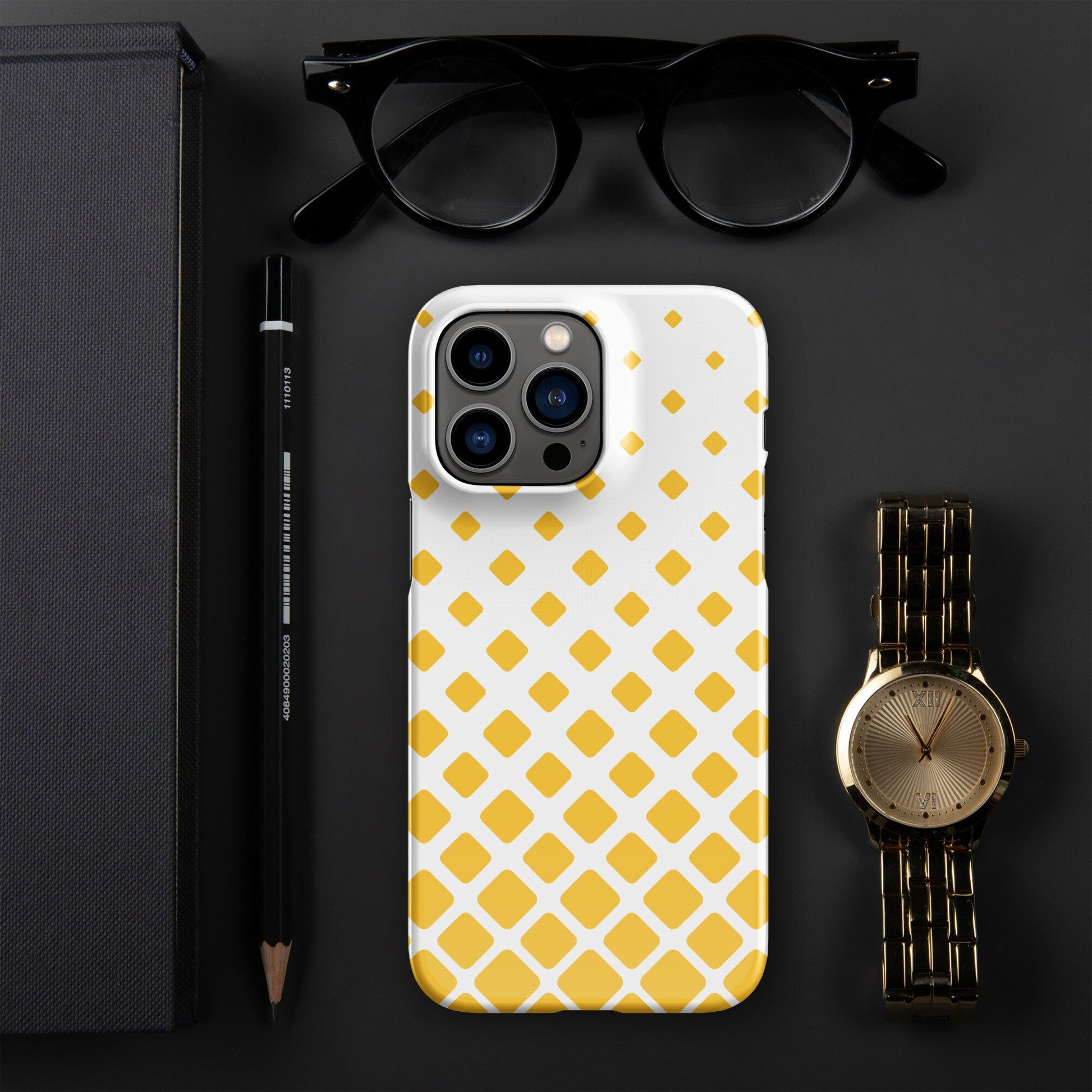 Premium Flying Yellow Squares Design | Aesthetic Phone Case | iPhone 15 Pro Max | Phone Case | Tough Case - Raiden Gate Design