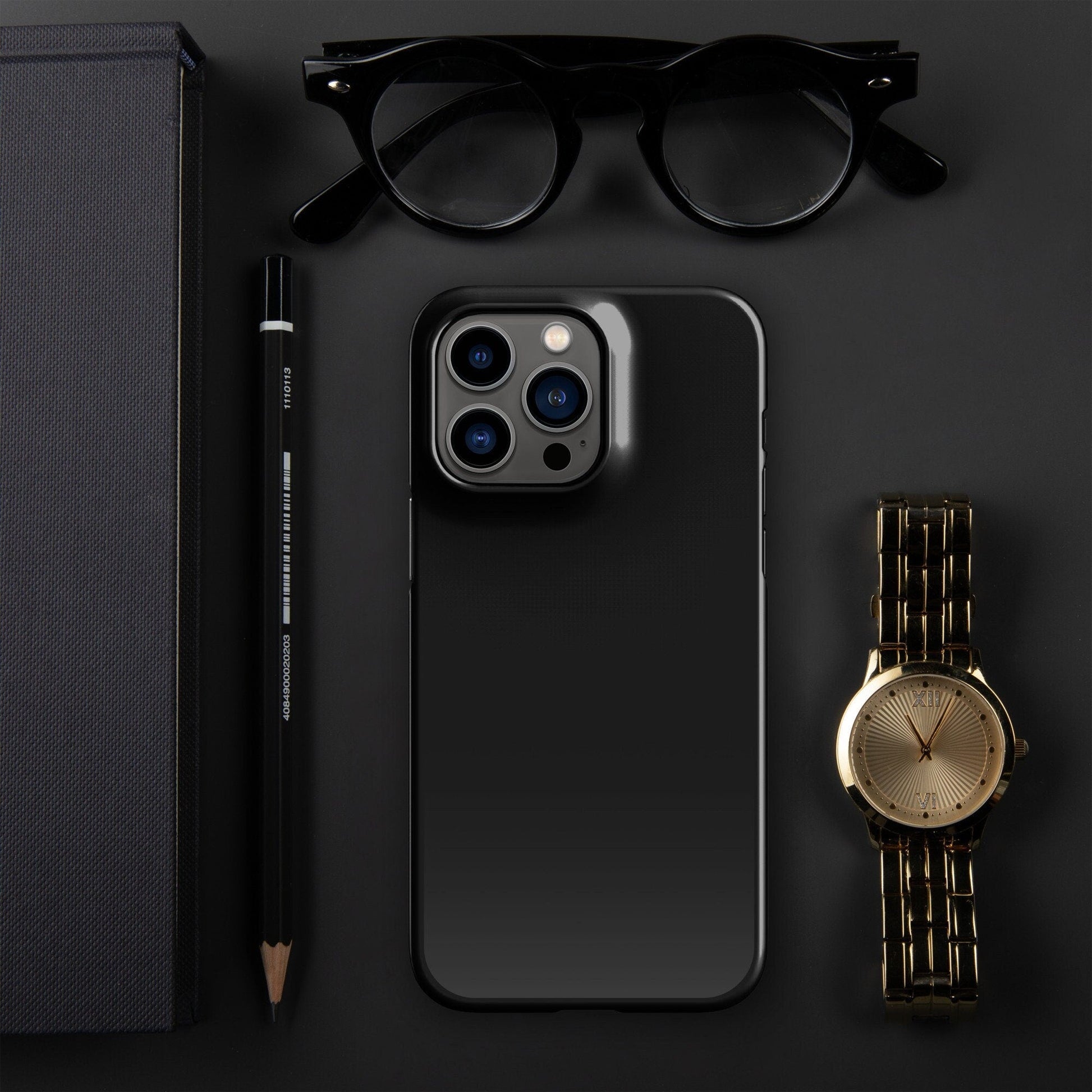 Premium Pure Black | Aesthetic Phone Case | iPhone 15 Pro Max | Phone Case | Tough Case - Raiden Gate Design