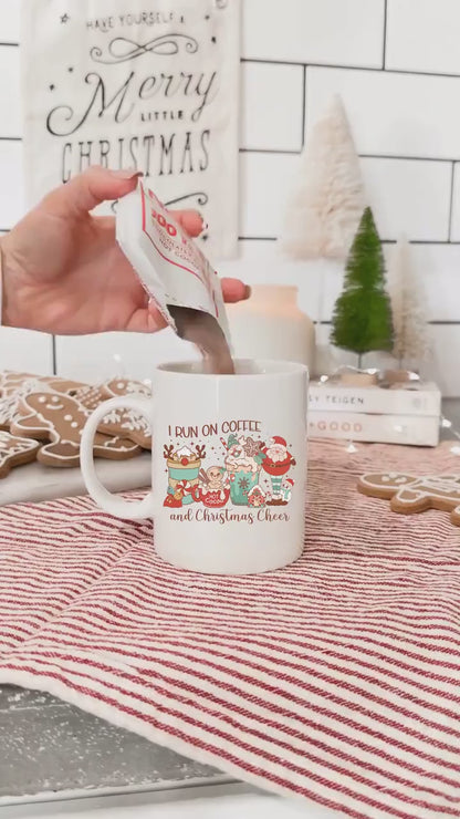 I Run on Coffeee Vintage Christmas Coffee Mug with Cute Gnome