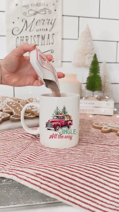 Jingle All the Way - Vintage Christmas Coffee Mug with Cute Gnome