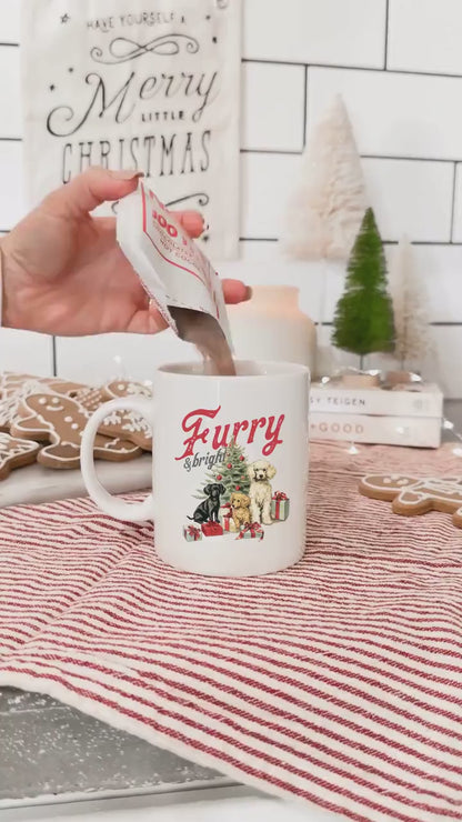 Furry and Bright  - Vintage Christmas Coffee Mug with Cute Gnome