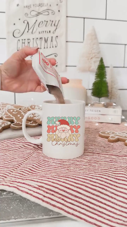 Merry Christmas Santa  - Vintage Christmas Coffee Mug with Cute Gnome