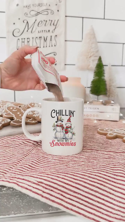 Chilling with Snowmies - Vintage Christmas Coffee Mug with Cute Gnome