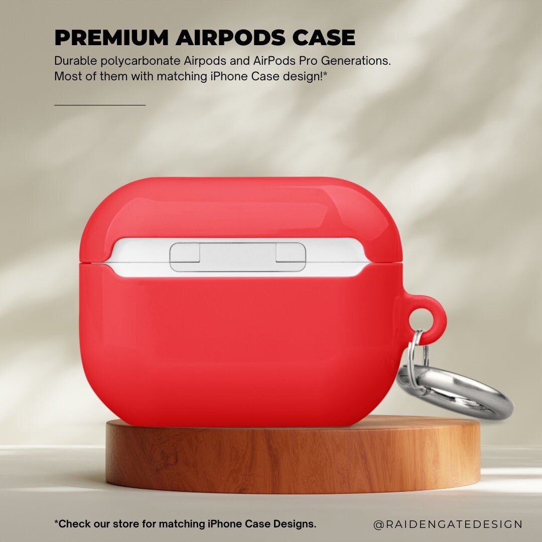 Pure Red Custom AirPods Pro Case | Tough AirPods Case - Raiden Gate Design