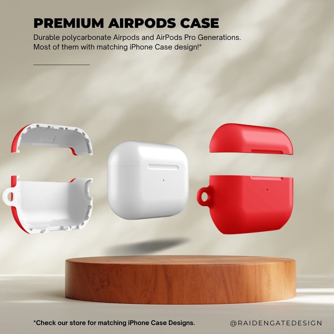 Pure Red Custom AirPods Pro Case | Tough AirPods Case - Raiden Gate Design