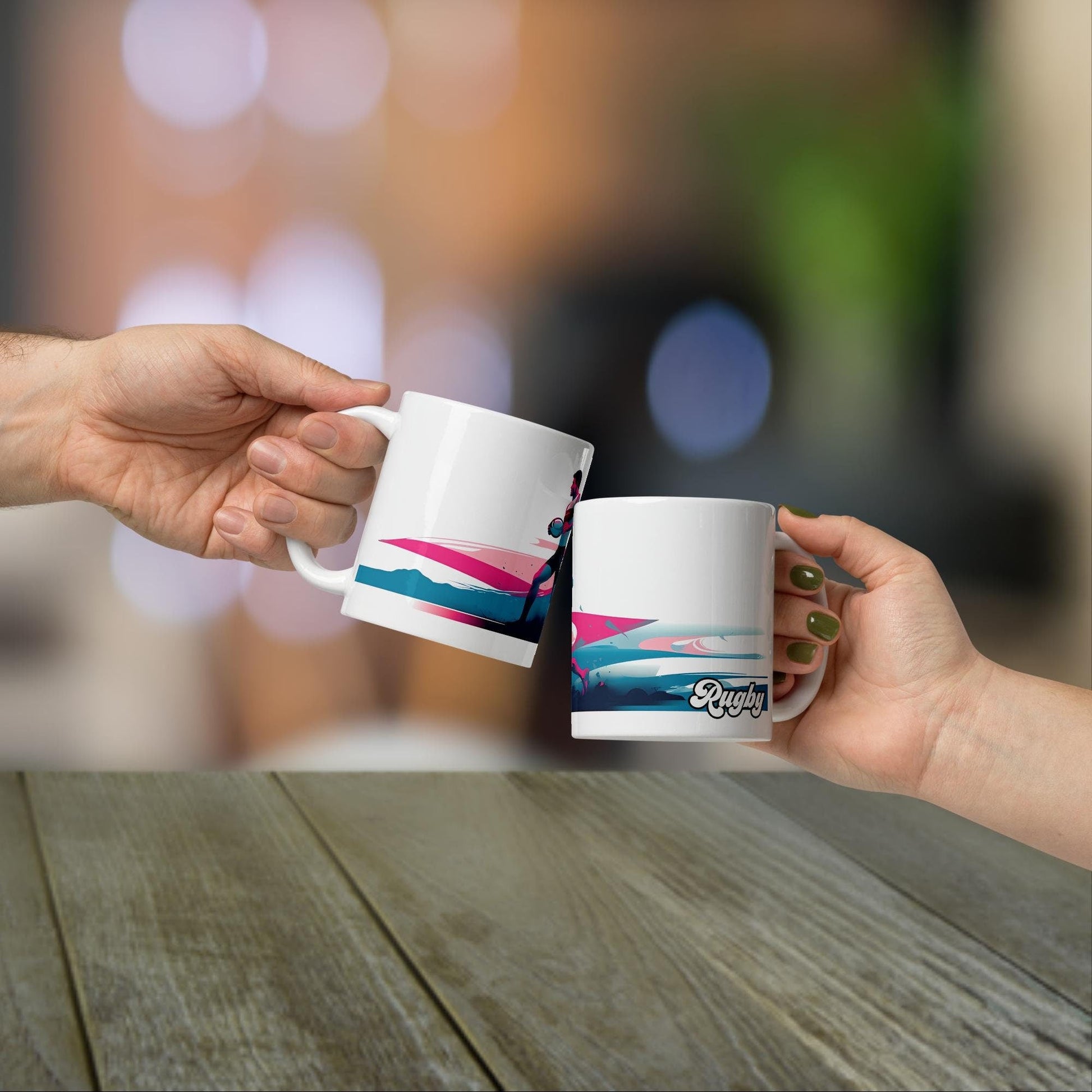 Rugby Player Mug | Rugby Coach Gift for Rugby Player with Neon Color Design - Raiden Gate Design