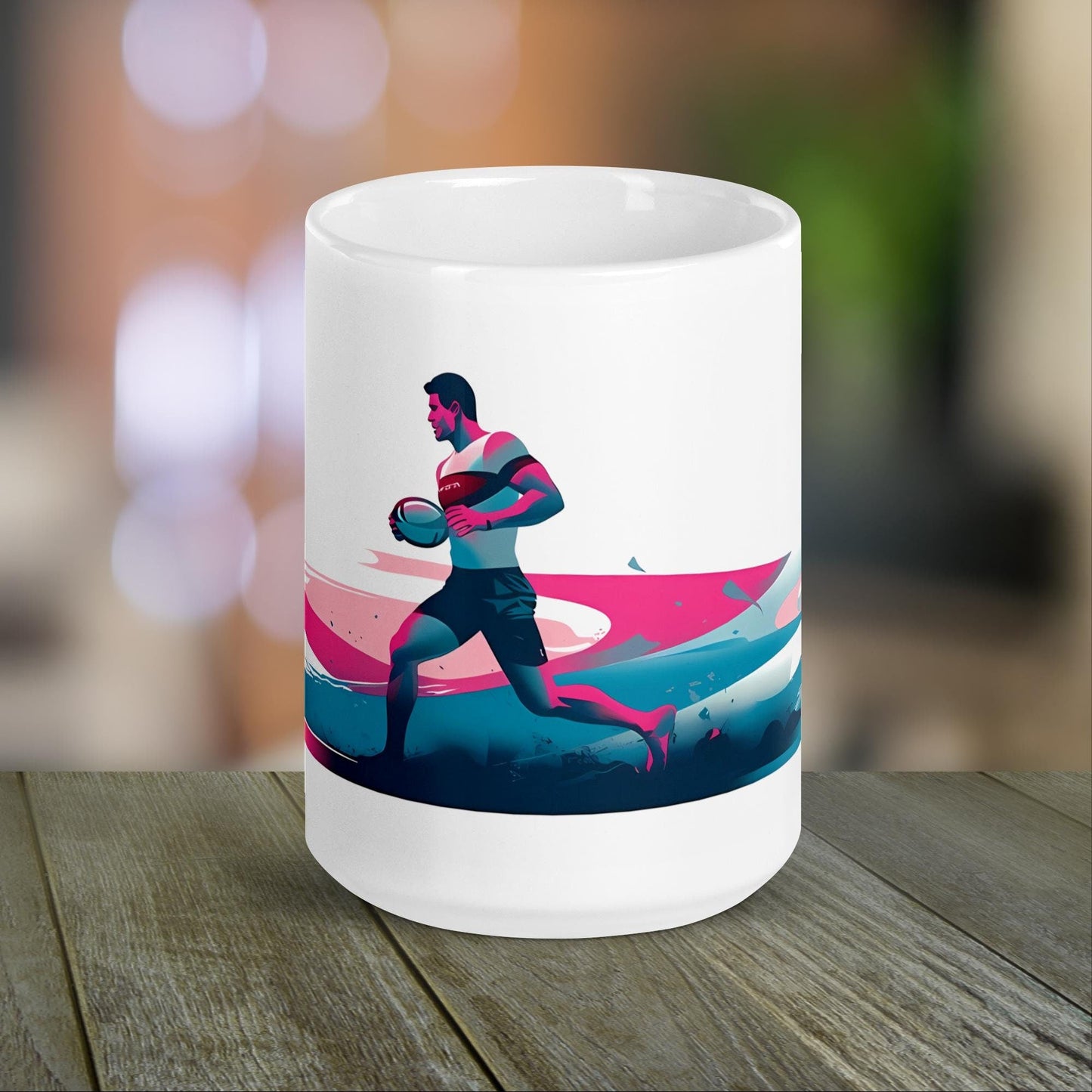 Rugby Player Mug | Rugby Coach Gift for Rugby Player with Neon Color Design - Raiden Gate Design