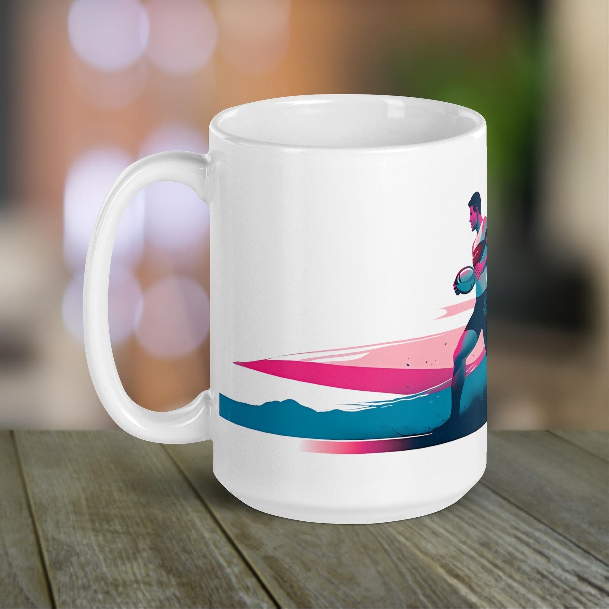 Rugby Player Mug | Rugby Coach Gift for Rugby Player with Neon Color Design - Raiden Gate Design
