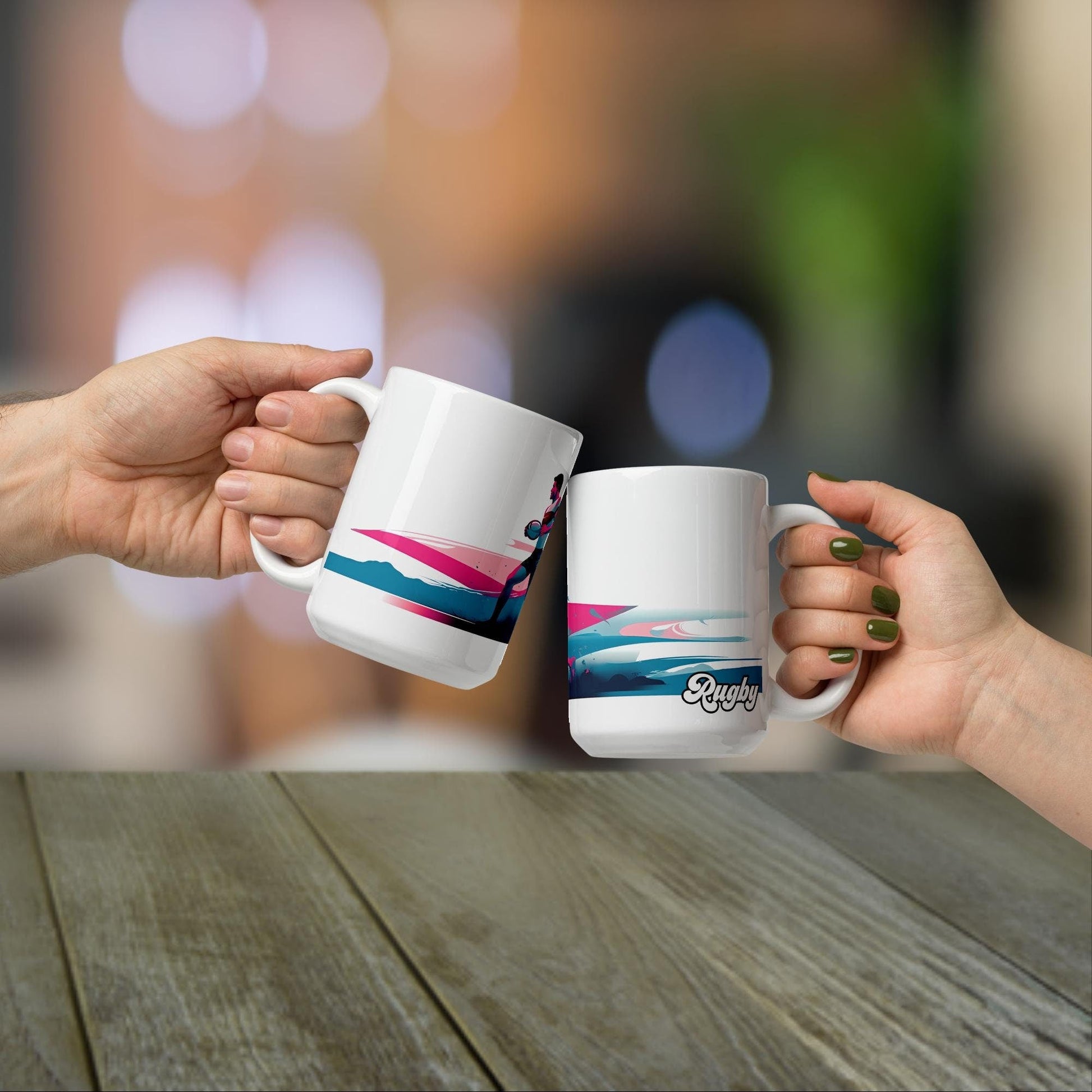 Rugby Player Mug | Rugby Coach Gift for Rugby Player with Neon Color Design - Raiden Gate Design
