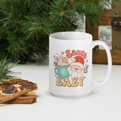 Santa Baby Vintage Christmas Coffee Mug | Funny Gnome Christmas Mug | Cute Christmas Season Mug for Kids - Raiden Gate Design