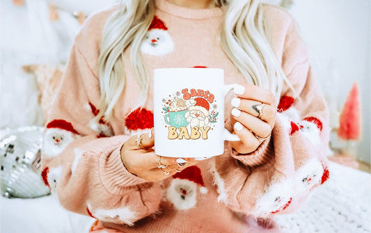 Santa Baby Vintage Christmas Coffee Mug | Funny Gnome Christmas Mug | Cute Christmas Season Mug for Kids - Raiden Gate Design