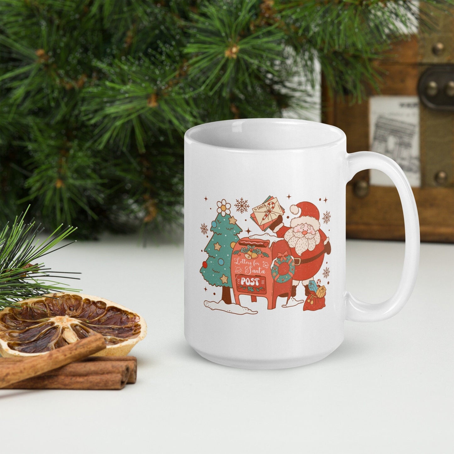 Santa Post Vintage Christmas Coffee Mug | Funny Gnome Christmas Mug | Cute Christmas Season Mug for Kids - Raiden Gate Design