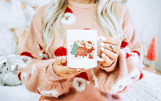 Santa Post Vintage Christmas Coffee Mug | Funny Gnome Christmas Mug | Cute Christmas Season Mug for Kids - Raiden Gate Design