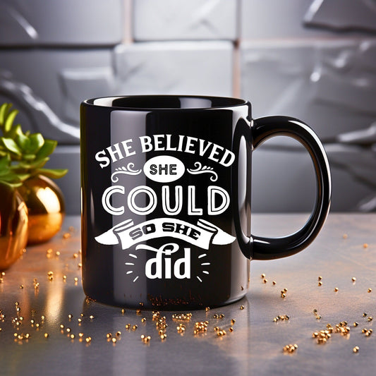 She Believed She Could - Bible Verse Faith Coffee Mug - Christian Religious - Dad Mug with Affirmations - Supportive Baptism Gift - Raiden Gate Design
