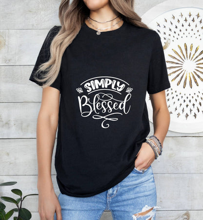 Simply Blessed Catholic Boho Church Shirt with Inspirational Bible Verse - Jesus Faith Religious - Raiden Gate Design