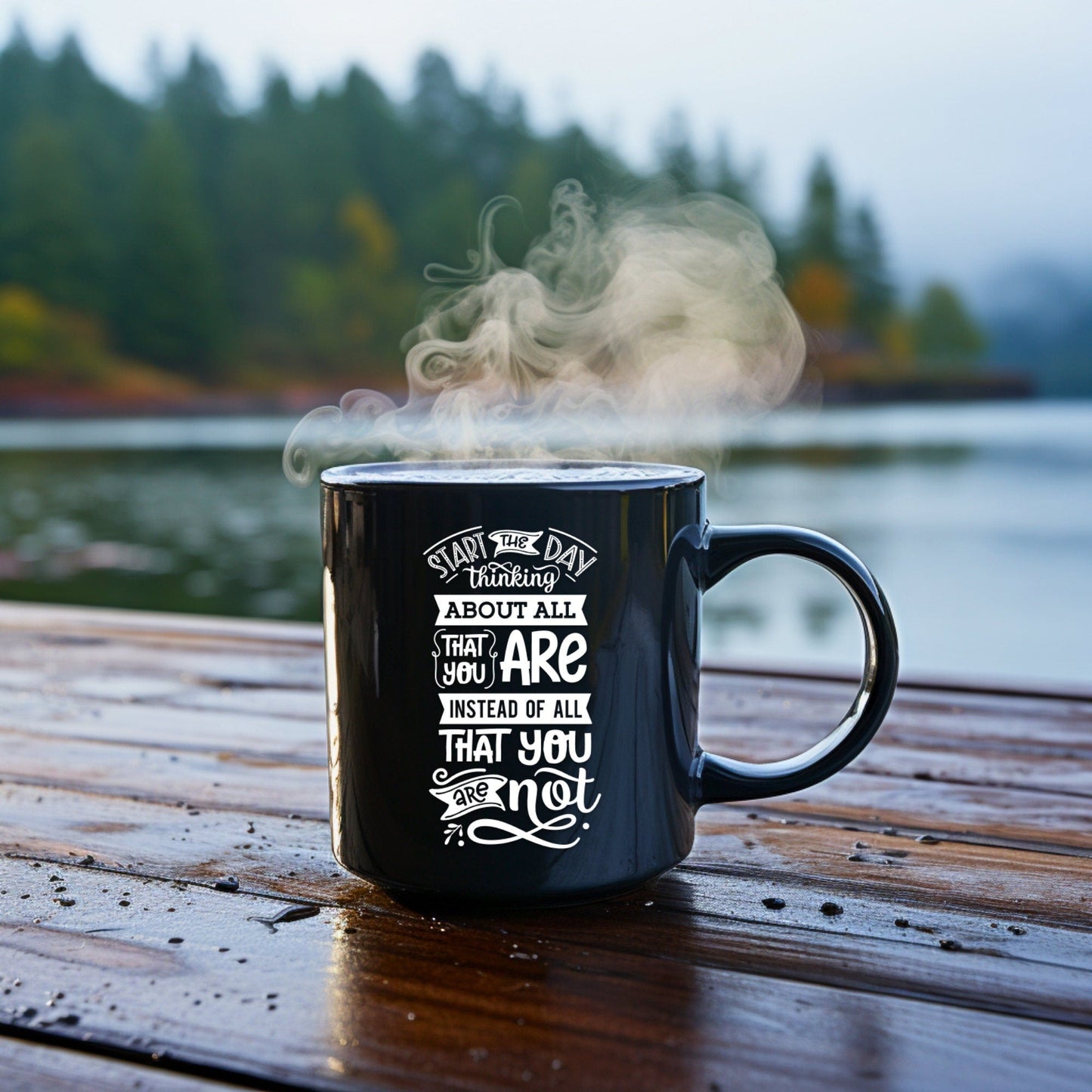 Start the Day Thinking - Bible Verse Faith Mug - Christian Religious - Dad Mug with Affirmations - Supportive Baptism Gift - Raiden Gate Design