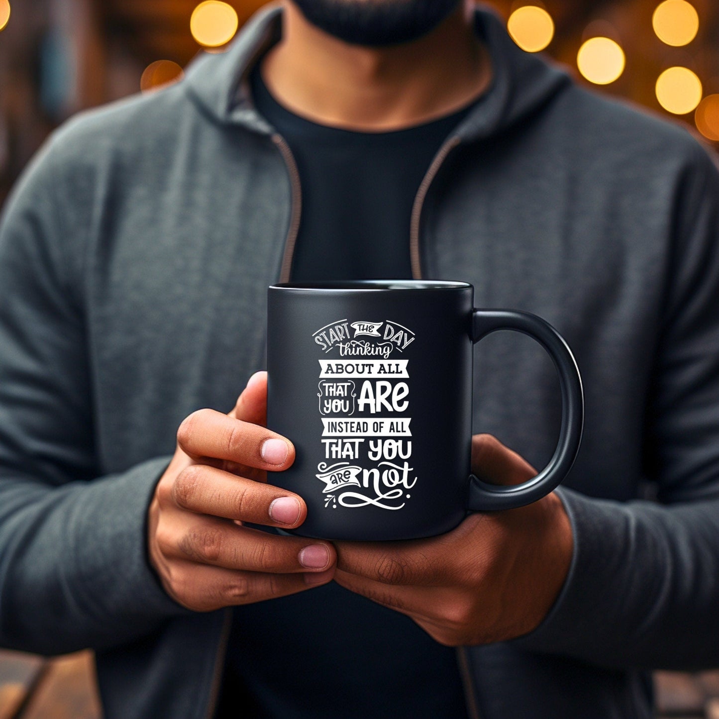 Start the Day Thinking - Bible Verse Faith Mug - Christian Religious - Dad Mug with Affirmations - Supportive Baptism Gift - Raiden Gate Design