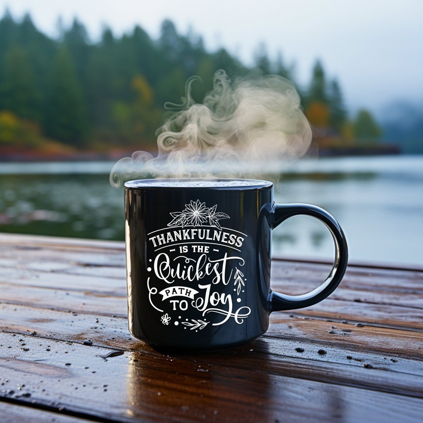 Thankfulness is the Quickest Path - Bible Verse Faith Mug - Christian Religious Gift - Dad Mug with Affirmations - Supportive Baptism Gift - Raiden Gate Design