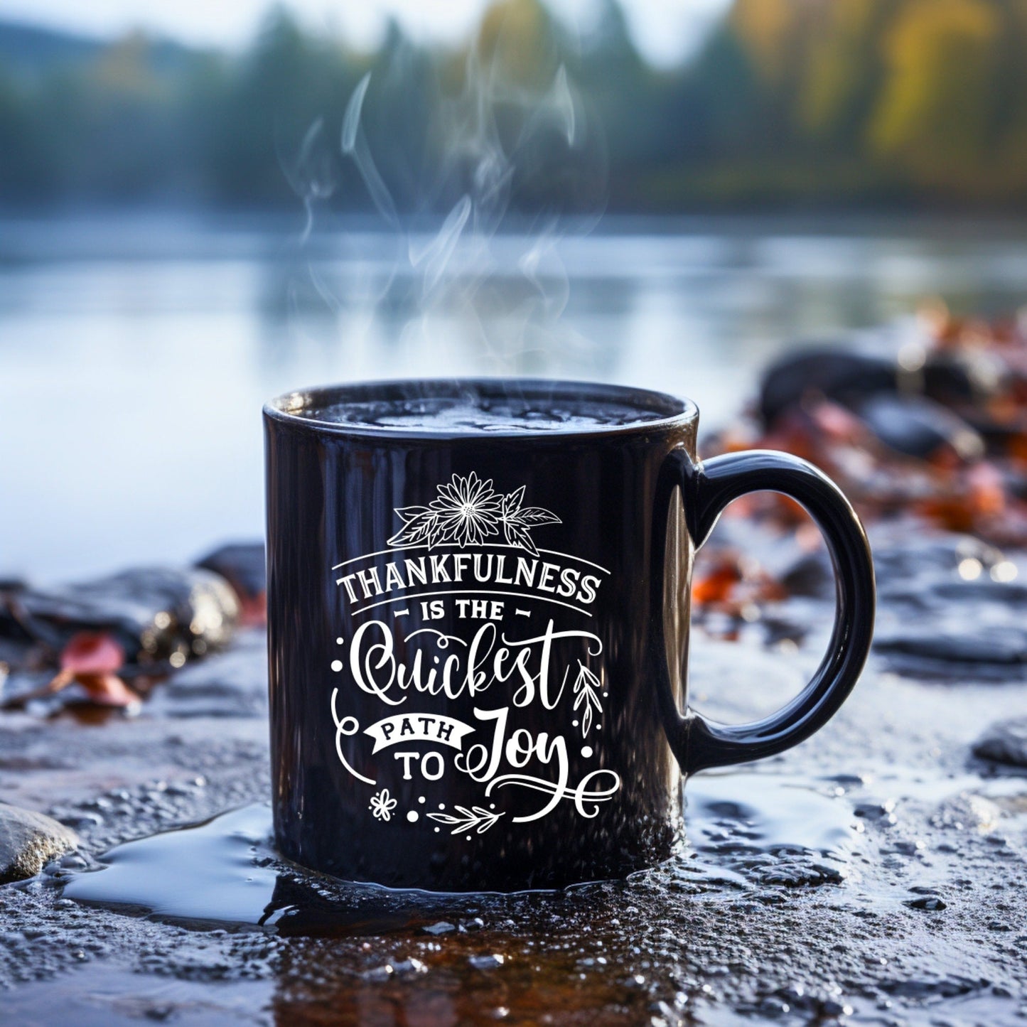 Thankfulness is the Quickest Path - Bible Verse Faith Mug - Christian Religious Gift - Dad Mug with Affirmations - Supportive Baptism Gift - Raiden Gate Design
